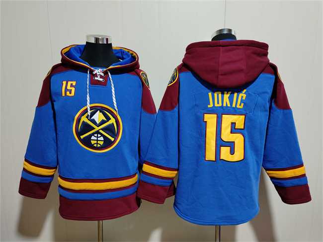 Men's Denver Nuggets #15 Nikola Jokic Blue Red Lace-Up Pullover Hoodie,We sell and wholesale Men's Denver Nuggets #15 Nikola Jokic Blue Red Lace-Up Pullover Hoodie on line form chian!